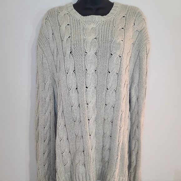 Vintage Polo By Ralph Lauren Blue Label Pullover Cable Knit 100% Silk Tan Sz Xl